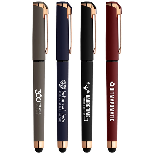 Islander Softy Rose Gold Gel Pen w/ Stylus - Silkscreen