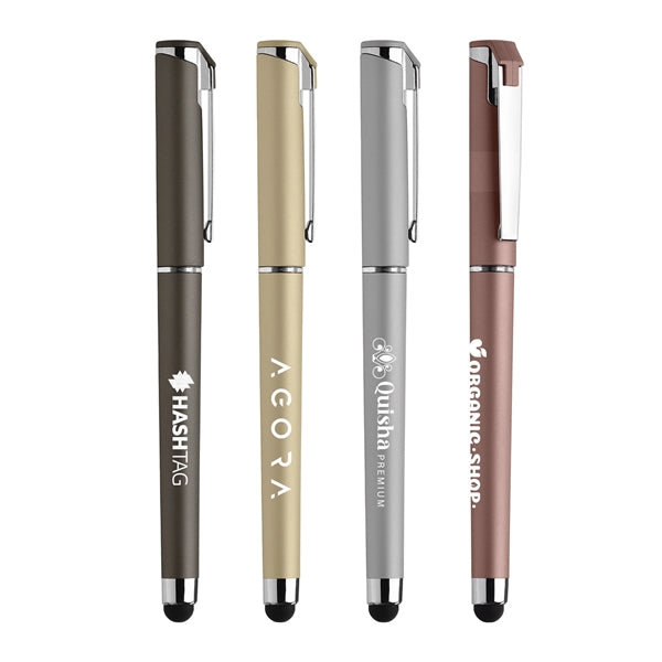Islander Softy Metallic Gel Pen w/ Stylus - Silkscreen