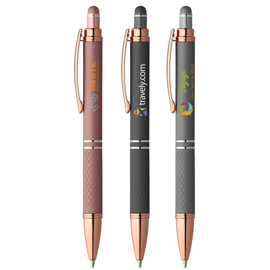 Phoenix Softy Rose Gold Metallic Pen w/ Stylus - Full Color