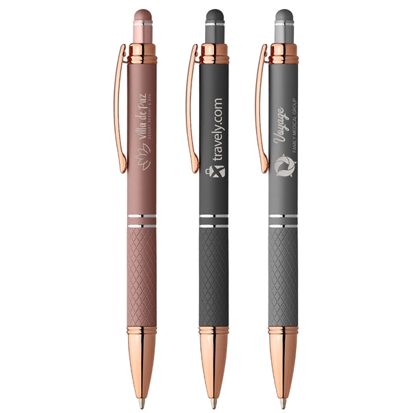 Phoenix Softy Rose Gold Metallic Pen w/ Stylus - Laser
