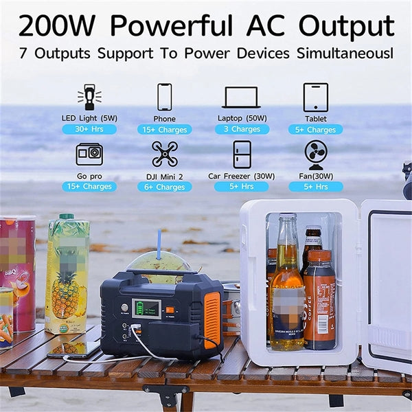 200W Portable Power Station Solar Generator Battery Charger