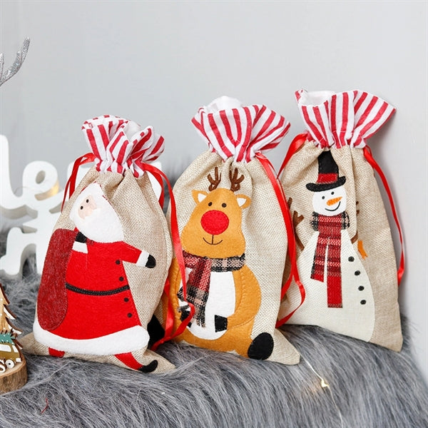 Linen Tote Christmas Candy Gift Bag