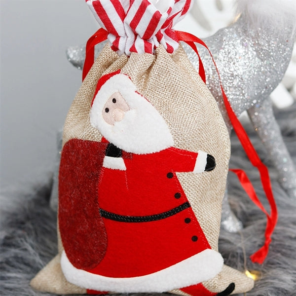 Linen Tote Christmas Candy Gift Bag