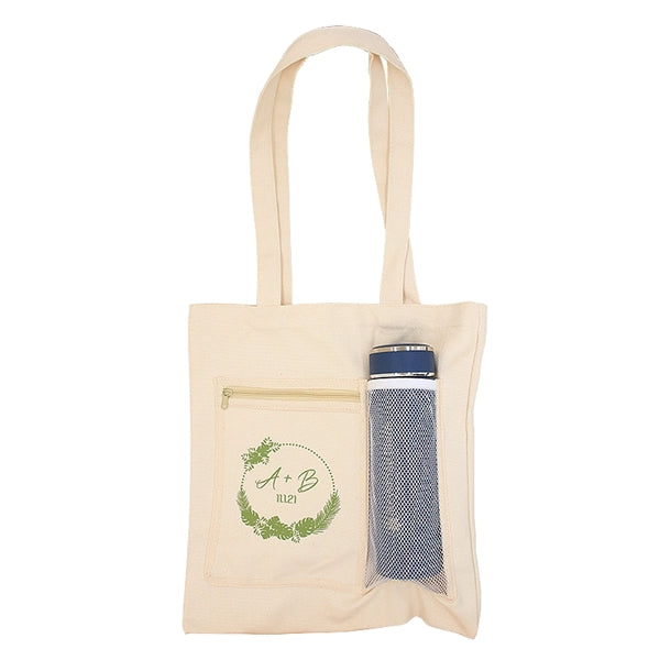16 oz Heavy Cotton Canvas Tote Bag W/ Zipper Pocket
