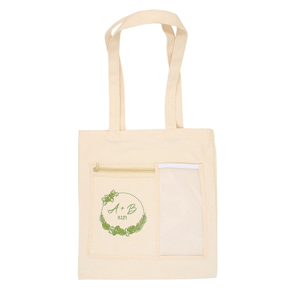 16 oz Heavy Cotton Canvas Tote Bag W/ Zipper Pocket