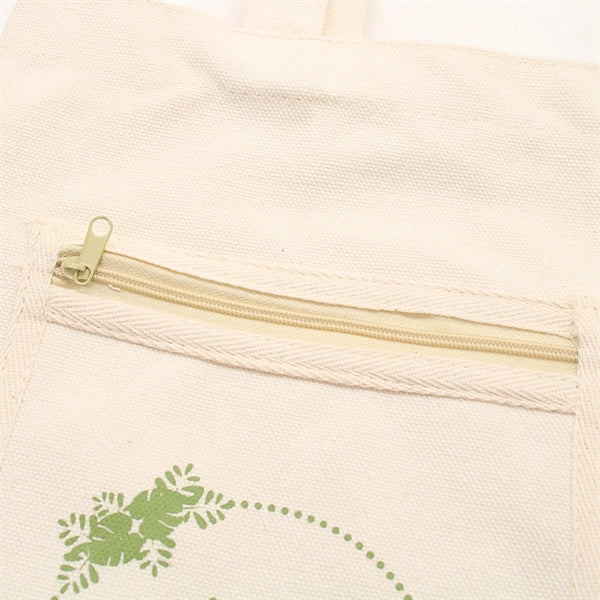 16 oz Heavy Cotton Canvas Tote Bag W/ Zipper Pocket