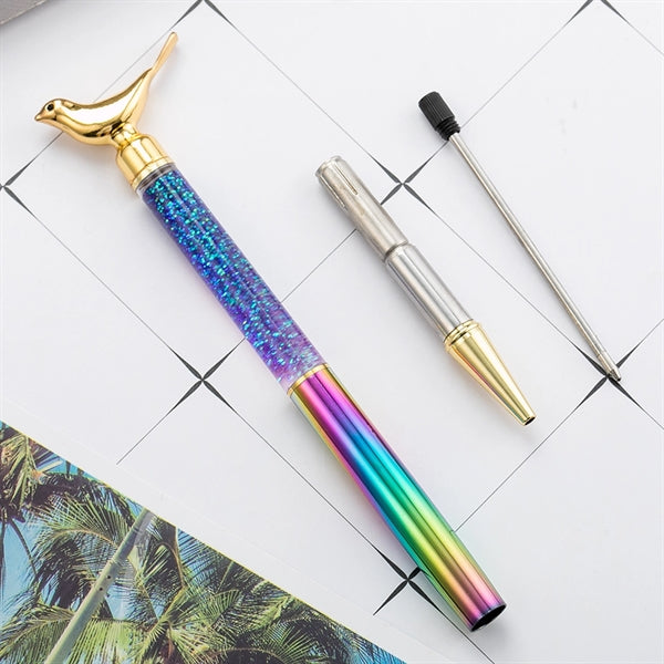 Metal Bling Small Bird Retractable Ballpoint Pen