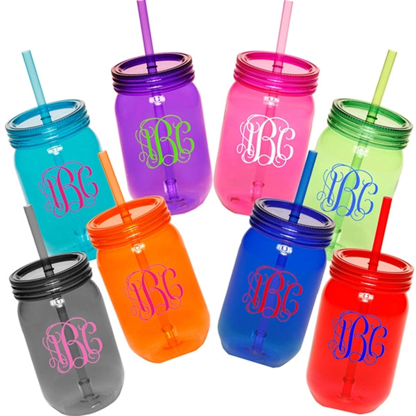 Plastic Mason Jar With Straw