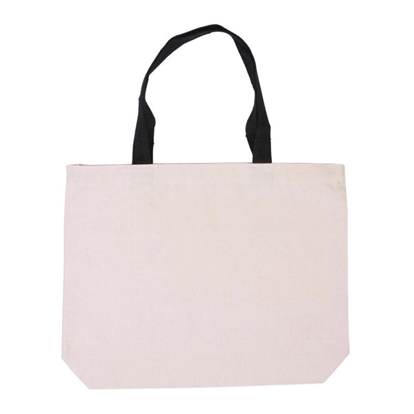 Cotton Canvas Tote With Gusset & Color Accent Handles