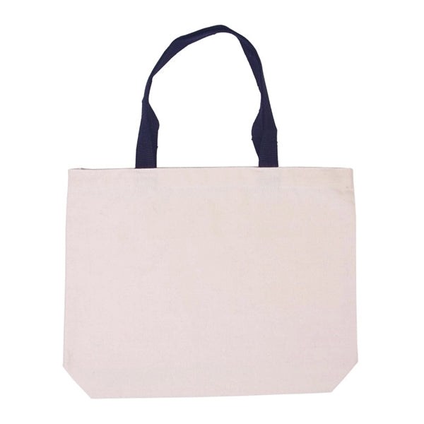 Cotton Canvas Tote With Gusset & Color Accent Handles