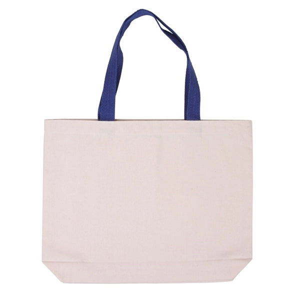 Cotton Canvas Tote With Gusset & Color Accent Handles