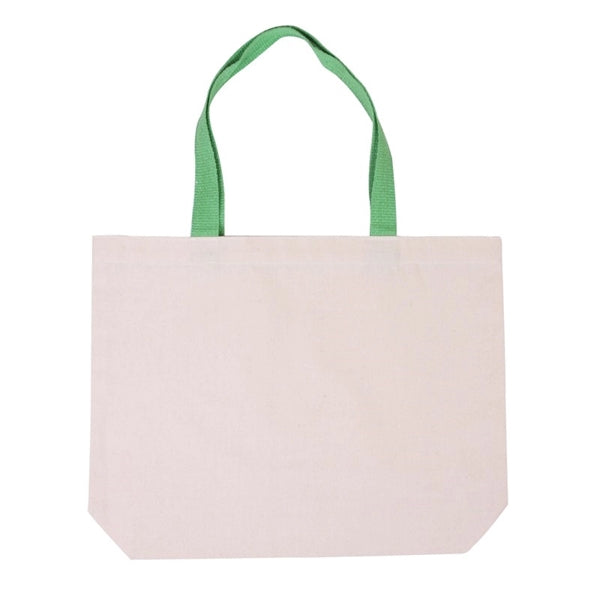 Cotton Canvas Tote With Gusset & Color Accent Handles