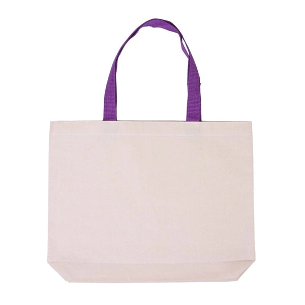 Cotton Canvas Tote With Gusset & Color Accent Handles