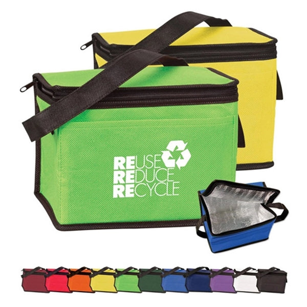 6-Pack Non-Woven Insulated Cooler Bag w/ Front Pocket