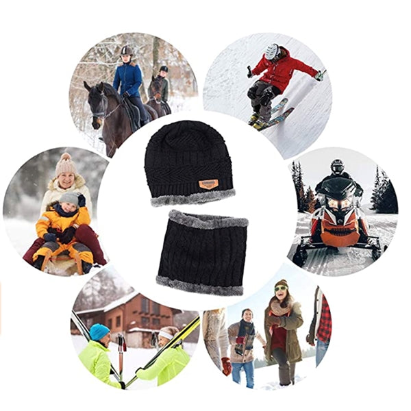 Unisex Beanie Hat Scarf Set For Winter
