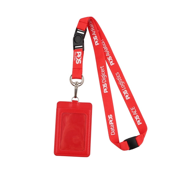Leather Badge Holder Lanyard w/Detachable Buckle Key Ring