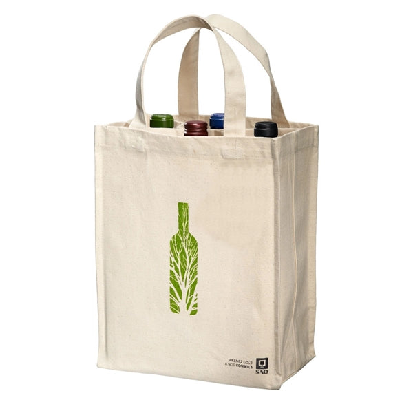 6-Bottle Canvas Cotton Wine Tote Bag