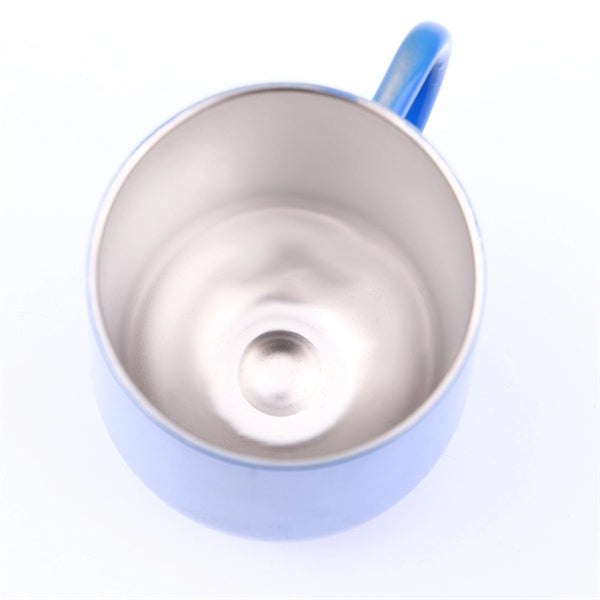 Stainless steel 12oz eggshell coffee cup with handle and lid