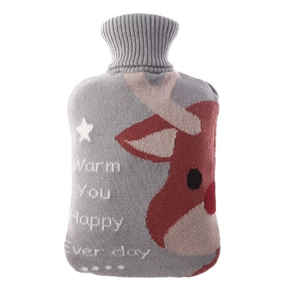 2L Rubber Hot Water Bottle with Knitted Cover