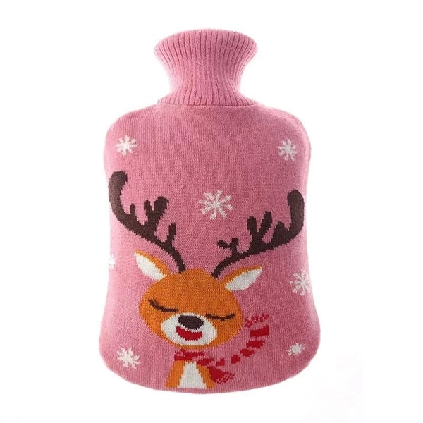 2L Rubber Hot Water Bottle with Knitted Cover