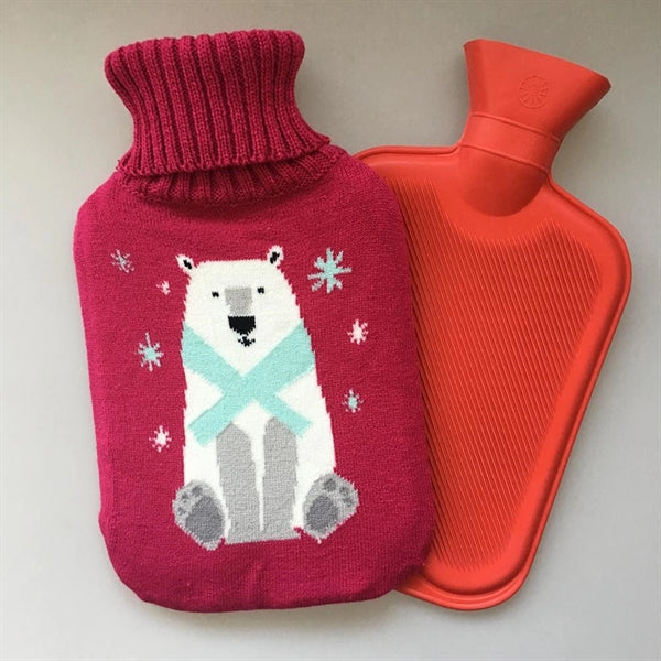 2L Rubber Hot Water Bottle with Knitted Cover