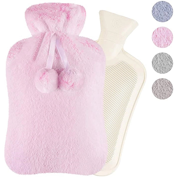 2L Rubber Hot Water Bottle with Plush Cover