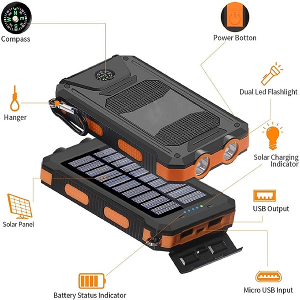 20000mAh Portable Solar Power Bank