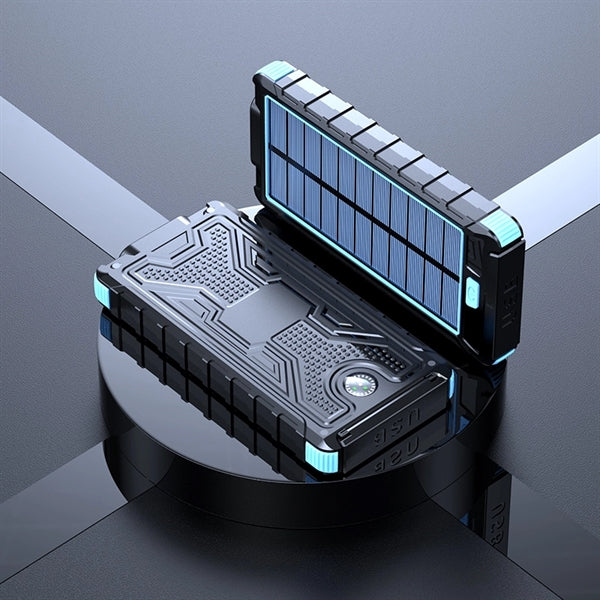 10000mAh Wireless Charger Solar Power Bank With Carabiner
