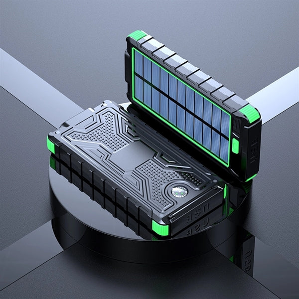 10000mAh Wireless Charger Solar Power Bank With Carabiner