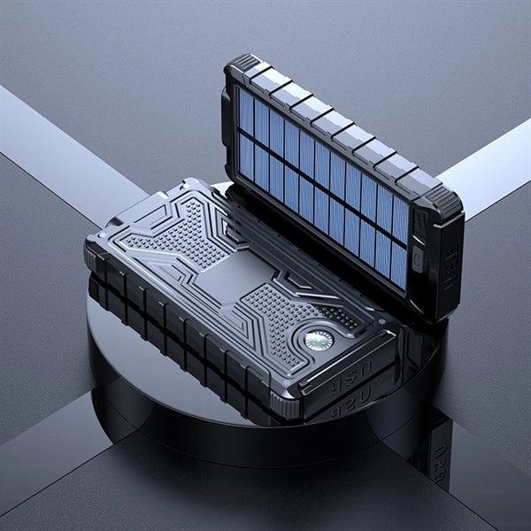10000mAh Wireless Charger Solar Power Bank With Carabiner