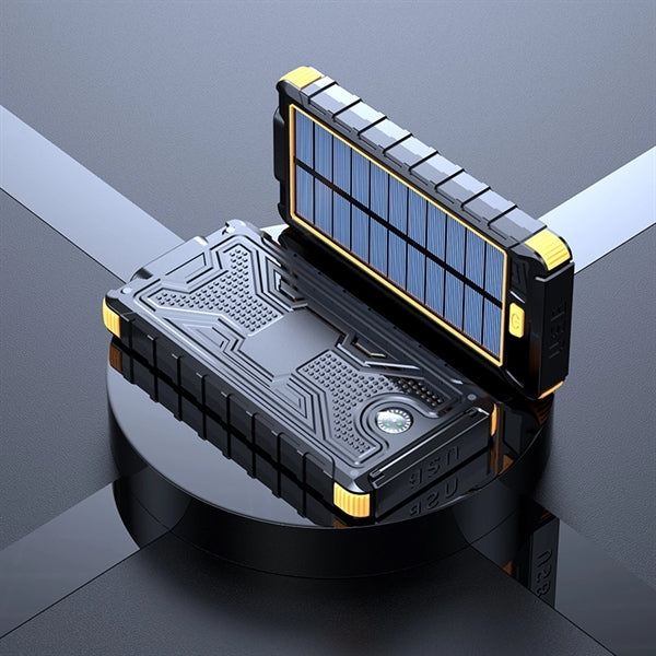 10000mAh Wireless Charger Solar Power Bank With Carabiner