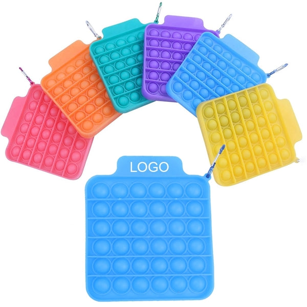 Push Bubble Square Fidget Toy with Carabiner