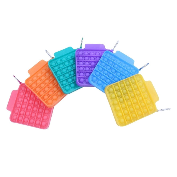 Push Bubble Square Fidget Toy with Carabiner