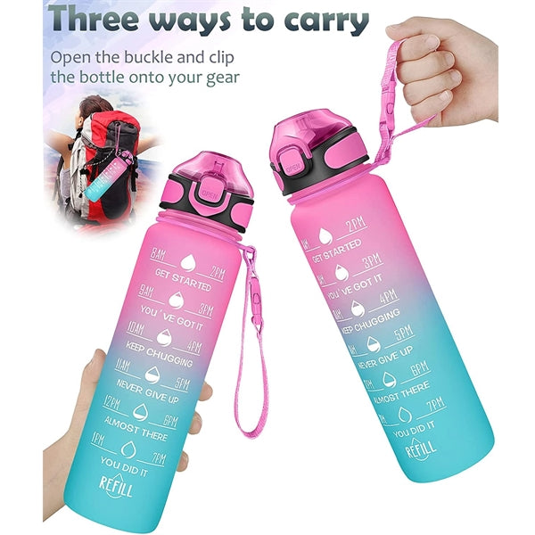 Water Bottle 32oz with Straw Motivational Mug with Time