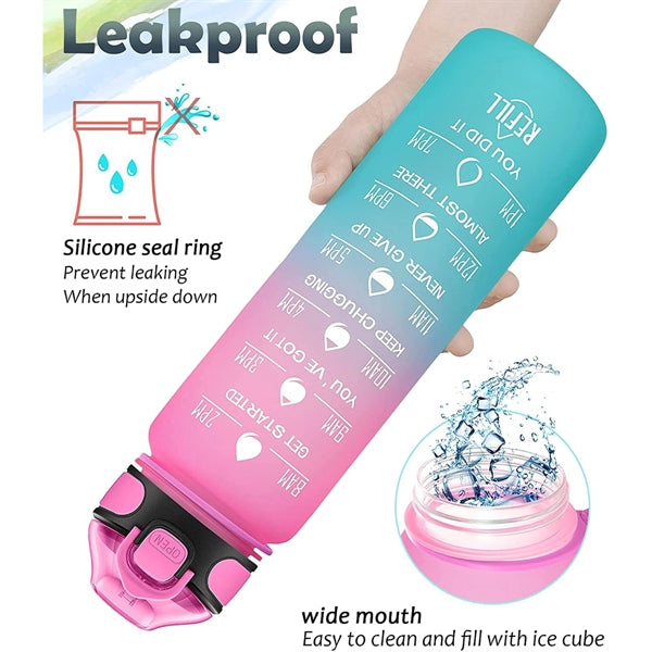 Water Bottle 32oz with Straw Motivational Mug with Time