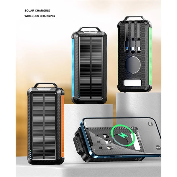 QI Wireless Solar Power Bank 10000mAh With LED Light
