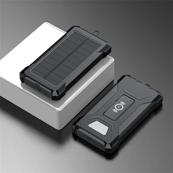 Waterproof Solar Power Bank 10000mAh Fast QI Charger