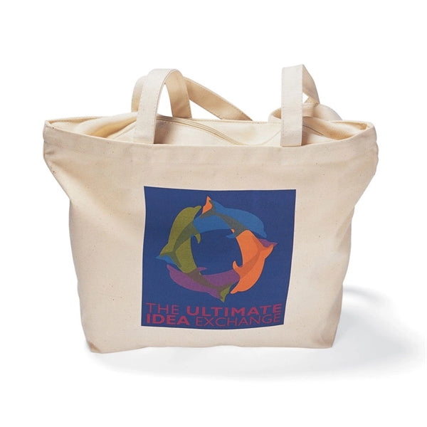 Zippered Canvas Cotton Tote Bag