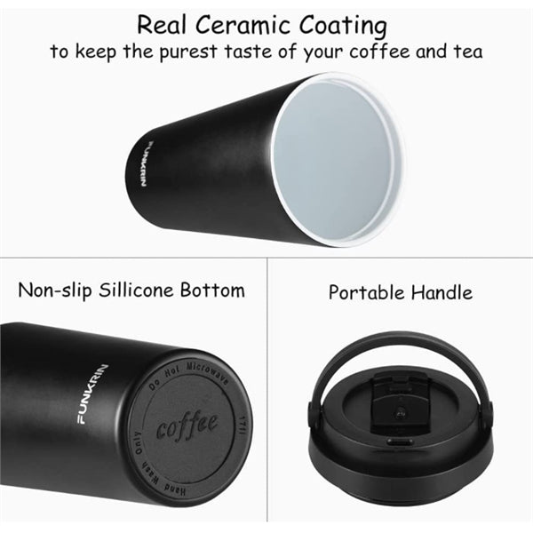 Steel Wine Tea Tumbler with Lid and Handle