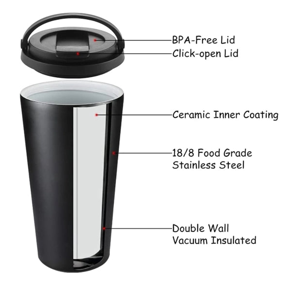 Steel Wine Tea Tumbler with Lid and Handle