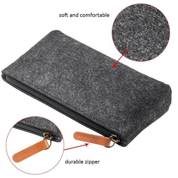 Felt Pencil Bag With Zipper