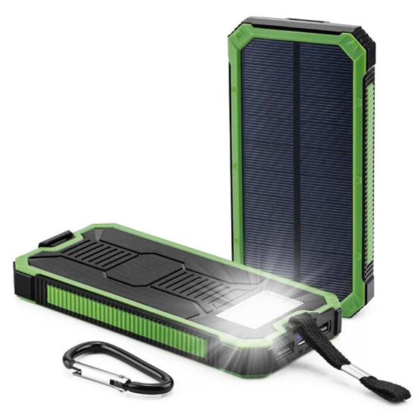 Stylish Solar 10000 mAh Power Bank with Carabiner