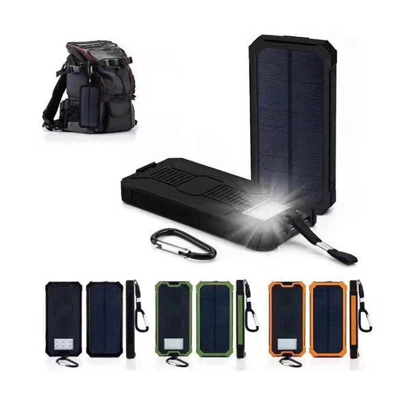 Stylish Solar 10000 mAh Power Bank with Carabiner