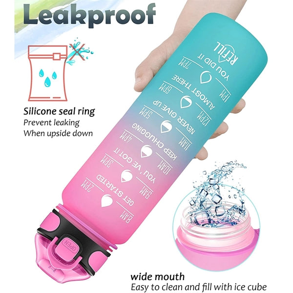 Water Bottle 32oz with Straw Motivational Mug with Time