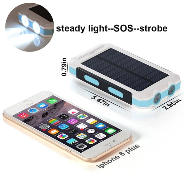 Dual USB Output Solar Power Bank 10000mAh With LED Light