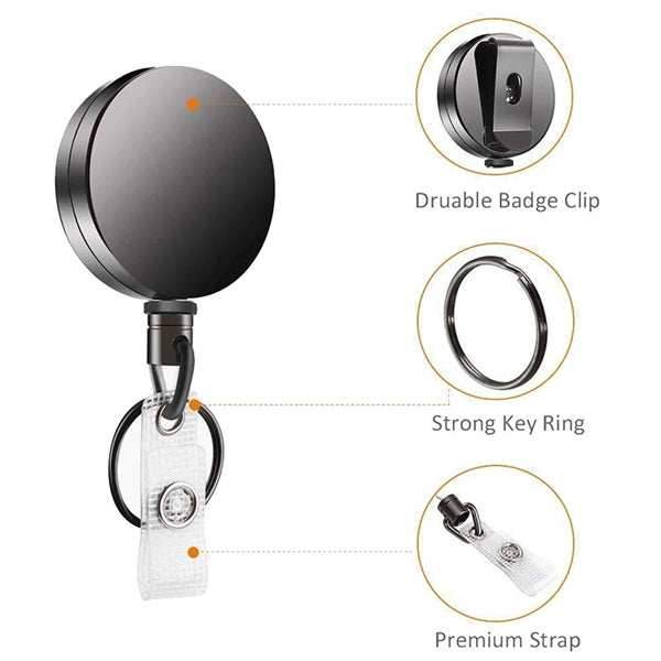 Heavy Duty Retractable Badge Holder Reel with Belt Clip Key