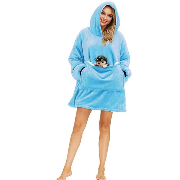Oversized Microfiber & Sherpa Wearable Blanket