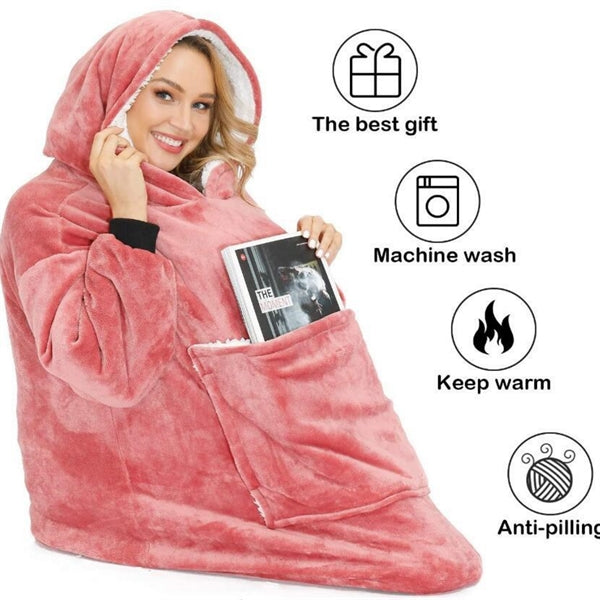 Oversized Microfiber & Sherpa Wearable Blanket