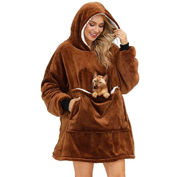 Oversized Microfiber & Sherpa Wearable Blanket