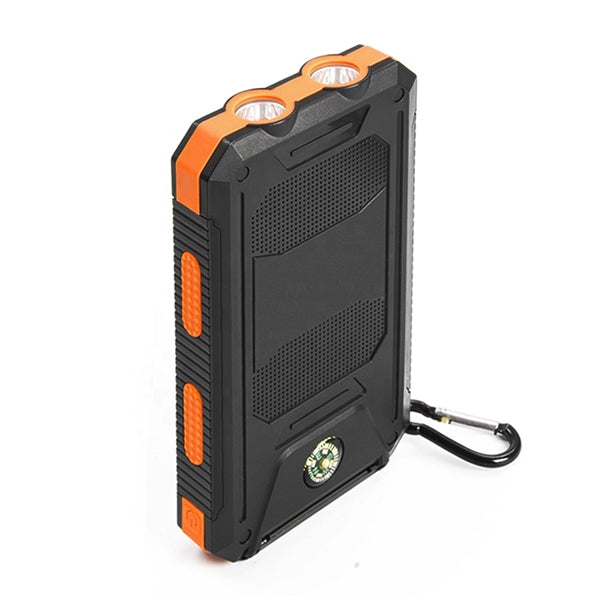 Waterproof Solar Charger w/ 2USB Port & LED Lights & Compass